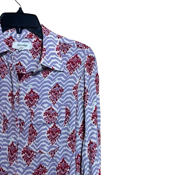 Porridge Anthropologie Top Small Multicolor Mixed Media Boho Medallion Button Up - Picture 4 of 10
